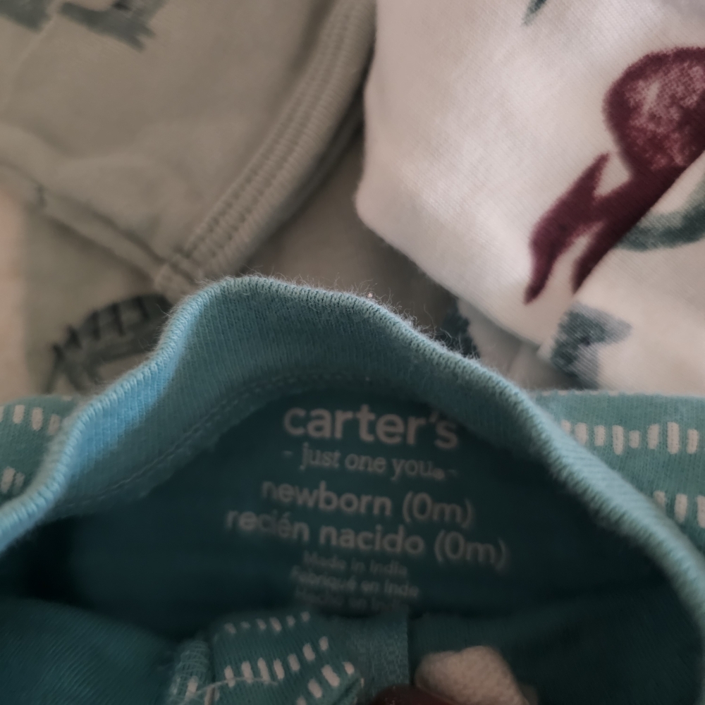Carter's Dino-Themed Baby Bodysuits in Teal and White - Picture 6 of 10